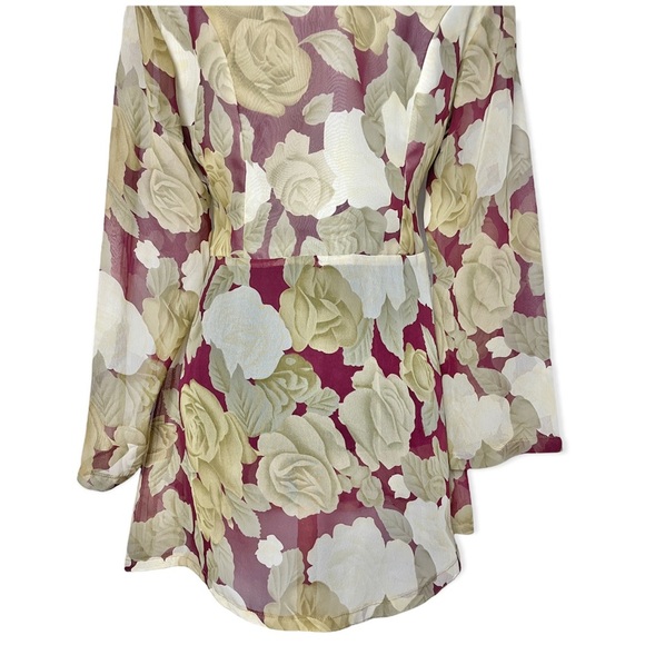 Jaques vintage button down tunic blouse sheer gold long sleeve sweetheart 90’s - Picture 7 of 11